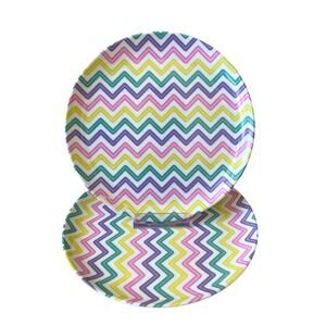 4pc Godinger Zig Zag Melamine Salad Plates 8in EASTER Pop of Pastel Color NEW
